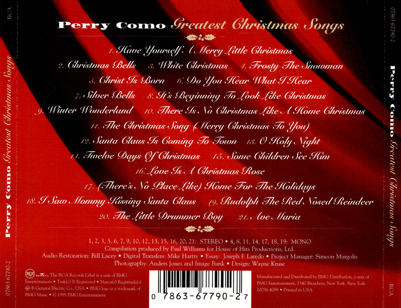 Perry Como ~ Greatest Christmas Songs