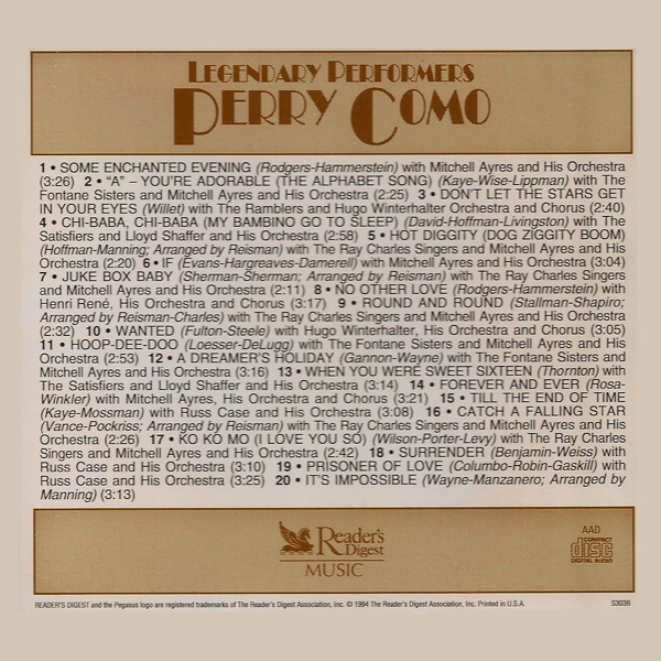 Legendary Performers Series Single Disc